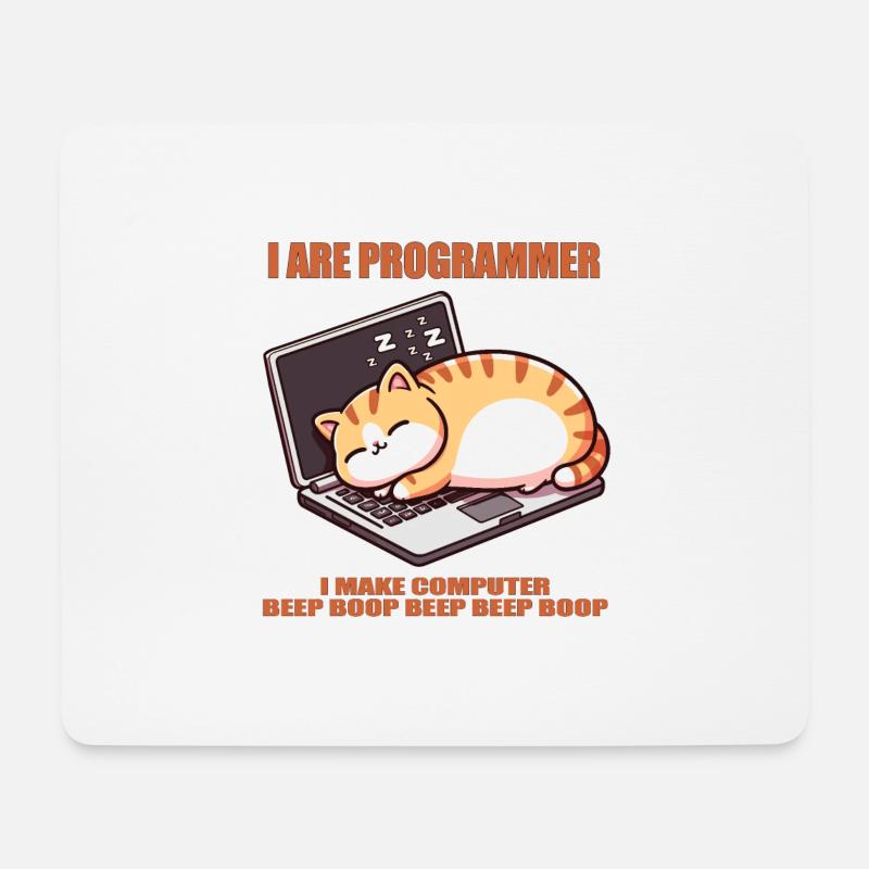 Ich bin Programmierer, fette schlafende Katze - Mousepad (Querformat) - Weiß