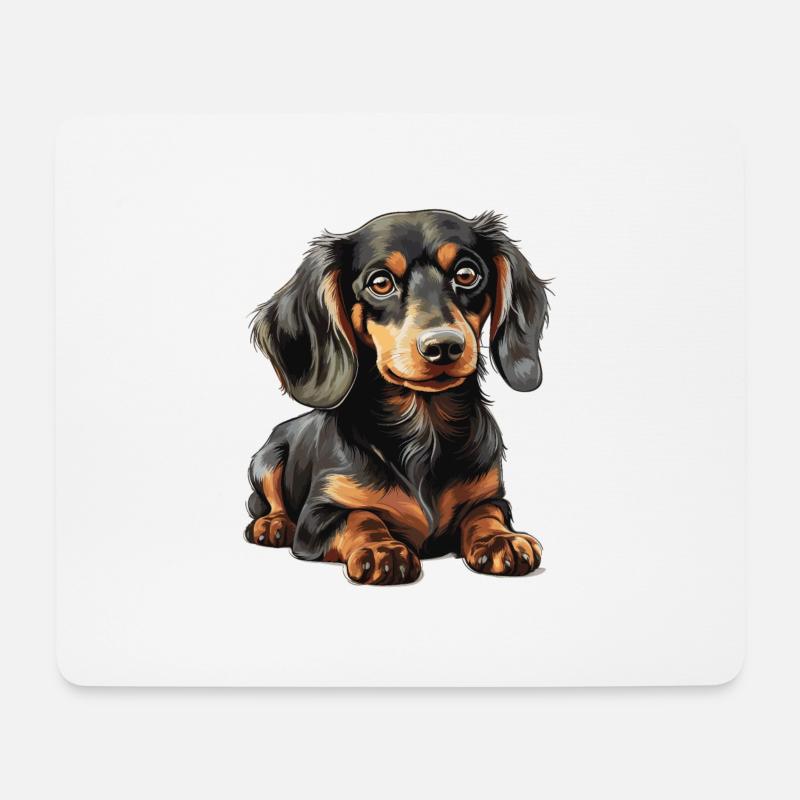 Hund Dackel - Mousepad (Querformat) - Weiß