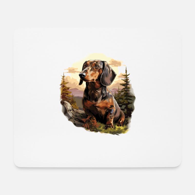 Hund Dackel - Mousepad (Querformat) - Weiß
