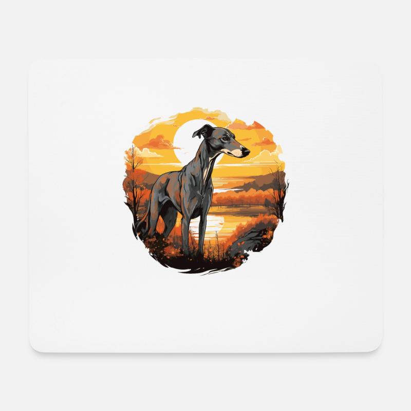 Hund Greyhound - Mousepad (Querformat) - Weiß