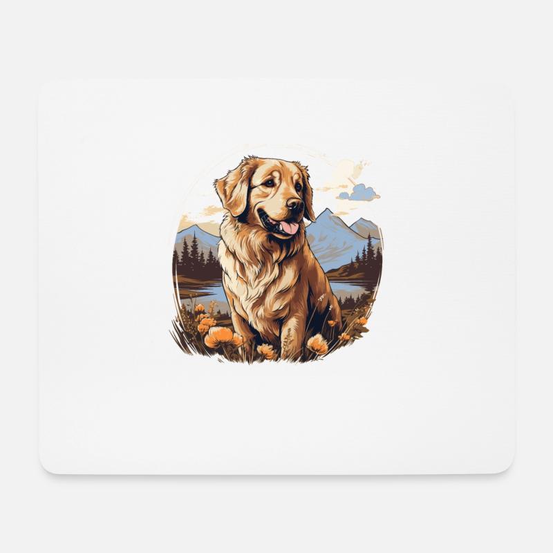 Hund Golden Retriever - Mousepad (Querformat) - Weiß