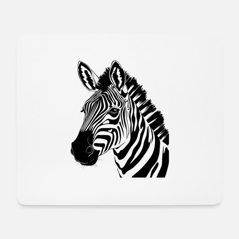 zebra kopf - Mousepad (Querformat) - Weiß