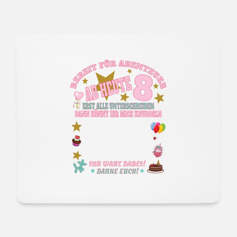 8. Geburtstag Mädchen & Junge Gästebuch - Mousepad (Querformat) - Weiß