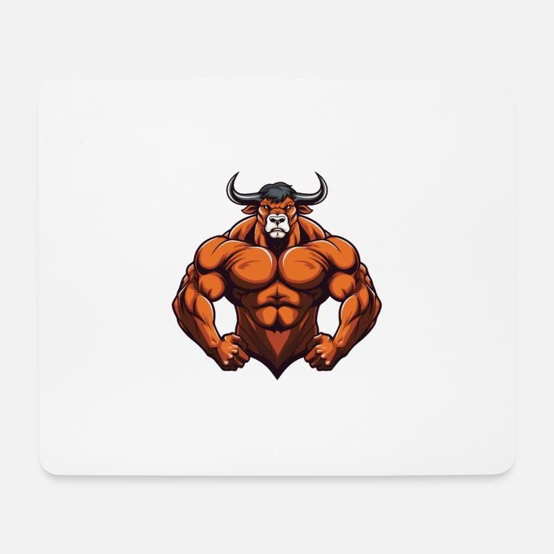 Bulle Stier Muskeln Workout Beast Gym - Mousepad (Querformat) - Weiß