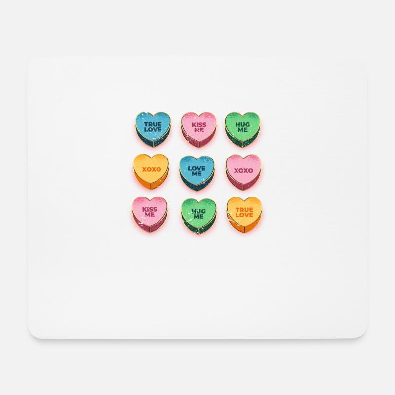 Happy Valentines Day Süßigkeiten Gespräch Herzen - Mousepad (Querformat) - Weiß