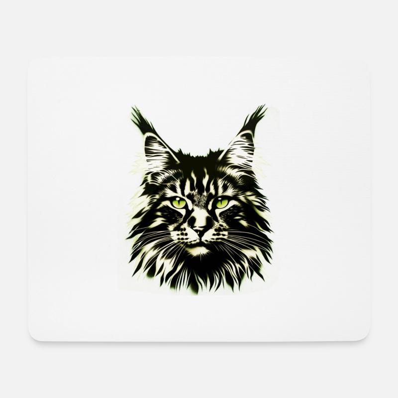 Katzengesicht - Mousepad (Querformat) - Weiß
