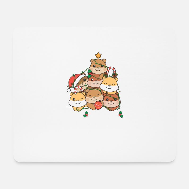 Hamster Weihnachtsbaum merry Hamstmas - Mousepad (Querformat) - Weiß