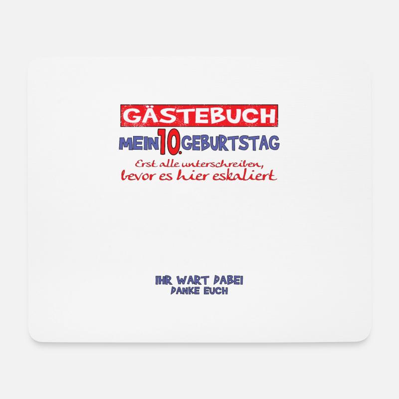 10. Geburtstag Junge & Mädchen Gästebuch - Mousepad (Querformat) - Weiß