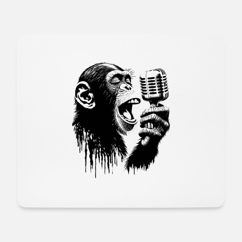 Affen Band Leader | Affen Orchester - Mousepad (Querformat) - Weiß