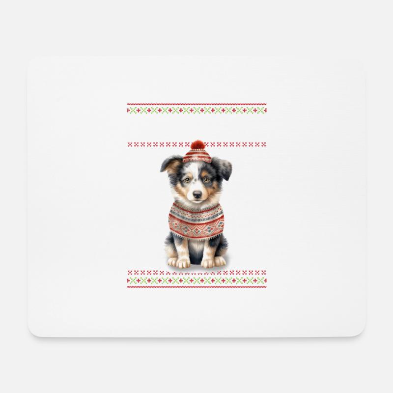 Australischer Schäferhund Feliz Navidog - Feliz Navi - Mousepad (Querformat) - Weiß
