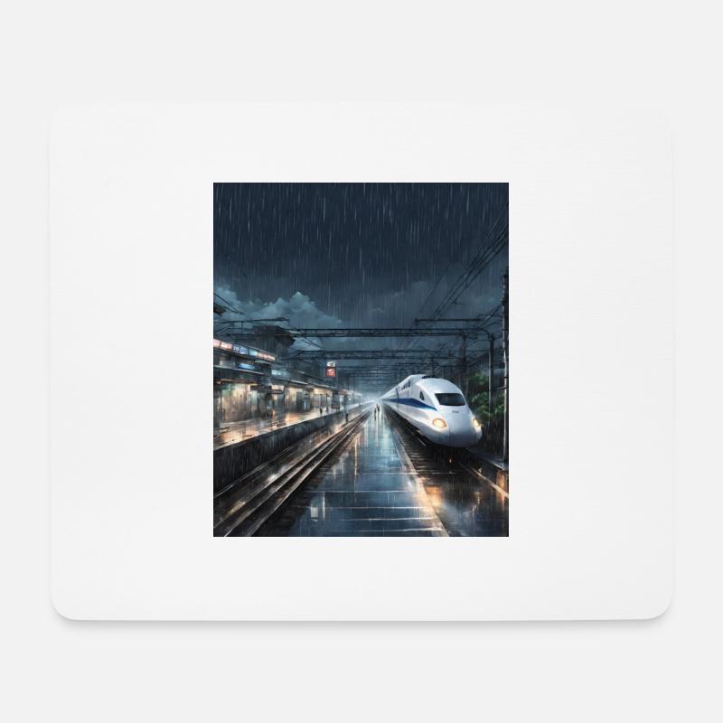 Japan Train Rainy Night - Mouse Pad (horizontal) - white