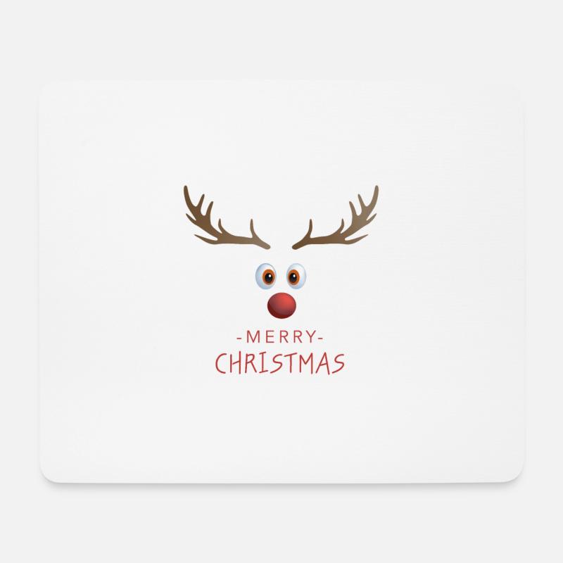 Merry Christmas mit Rudolf den Rentier - Mousepad (Querformat) - Weiß