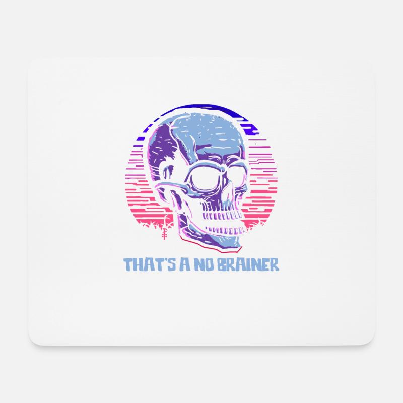 keine Denkarbeit nötig, Bunter, lustiger Schädel - Mousepad (Querformat) - Weiß