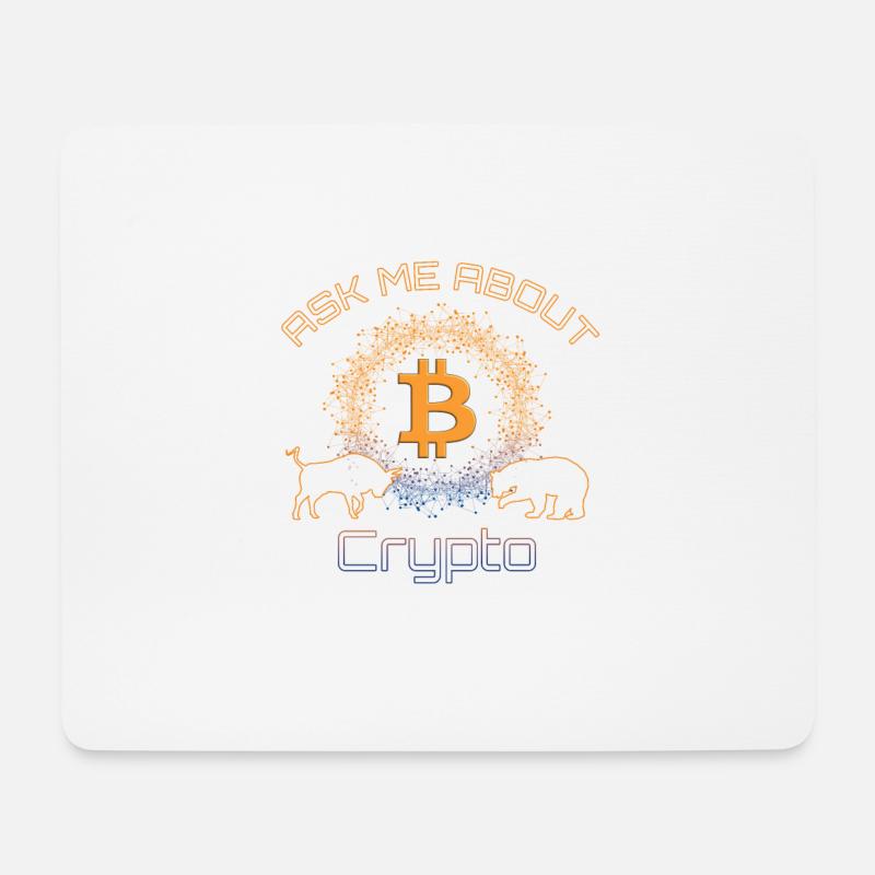 Ask me about Crypto Bitcoin Blockchain DEFI BTC - Mouse Pad (horizontal) - white