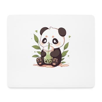 Kawaii Panda Drinks Boba Bubble Tea Chibi - Mouse Pad (horizontal) - white - Front