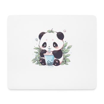 Kawaii Panda Drinks Boba Bubble Tea Chibi - Mouse Pad (horizontal) - white - Front