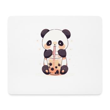 Kawaii Panda Drinks Boba Bubble Tea Chibi - Mouse Pad (horizontal) - white - Front