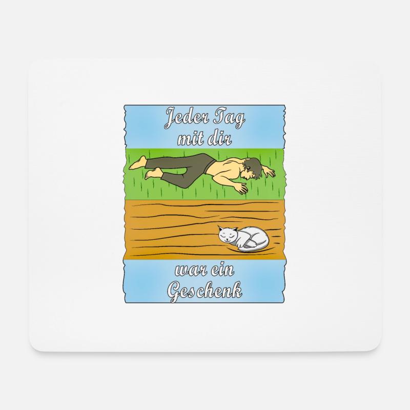 MENSCH TRAURIG KATZE - Mousepad (Querformat) - Weiß
