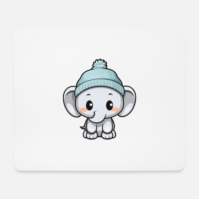 Elefant Winter Tier Niedlich Comic - Mousepad (Querformat) - Weiß