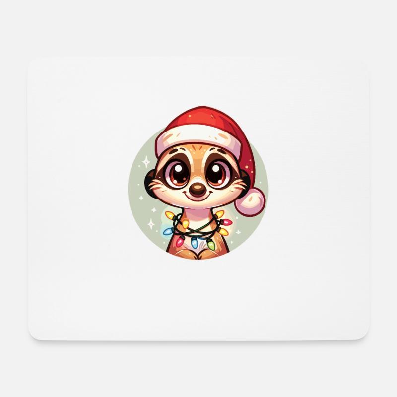 Weihnachtsmütze Weihnachten Lichterkette - Mousepad (Querformat) - Weiß