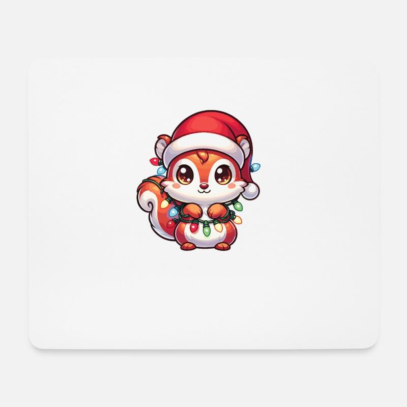 Weihnachten Lichterkette Eichhörnchen - Mousepad (Querformat) - Weiß