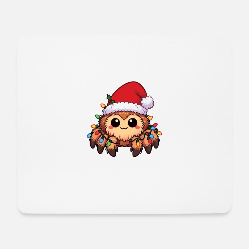 Weihnachtsmütze Weihnachten Lichterkette Tarantel - Mousepad (Querformat) - Weiß