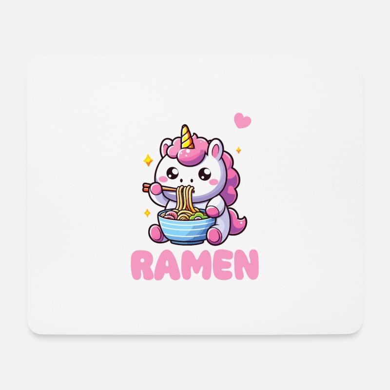 süße Einhorn isst Ramen Nudeln Einhörner Ramen - Mousepad (Querformat) - Weiß
