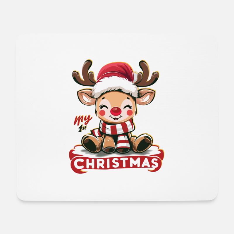 "Little Reindeer's First Noel" - Mousepad (Querformat) - Weiß