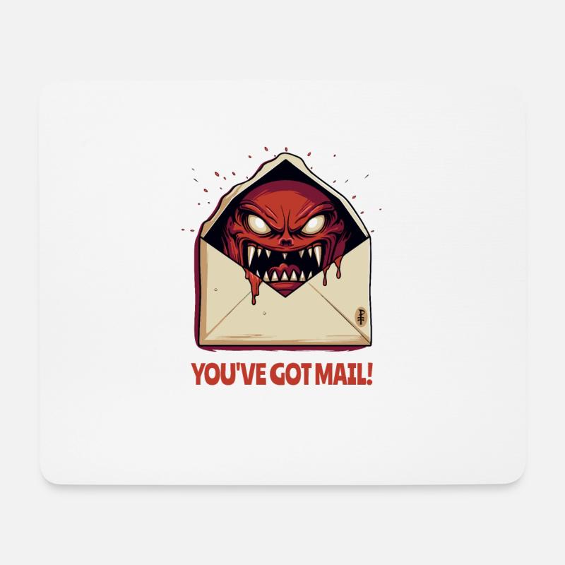 Du hast Post: Ein böser Monster Brief Umschlag - Mousepad (Querformat) - Weiß
