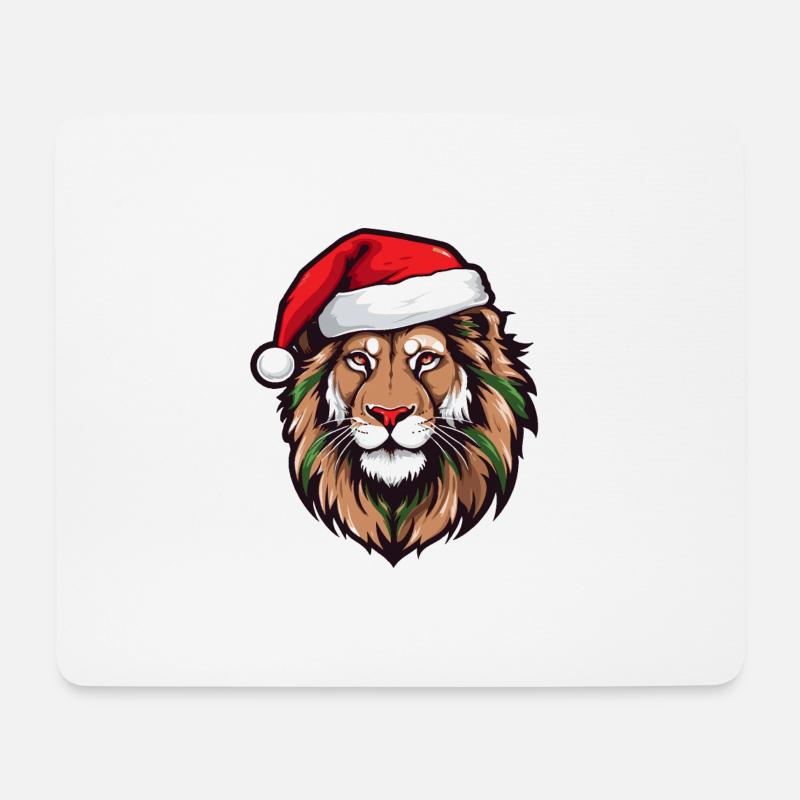 Löwe Kopf Weihnachten Xmas - Mousepad (Querformat) - Weiß