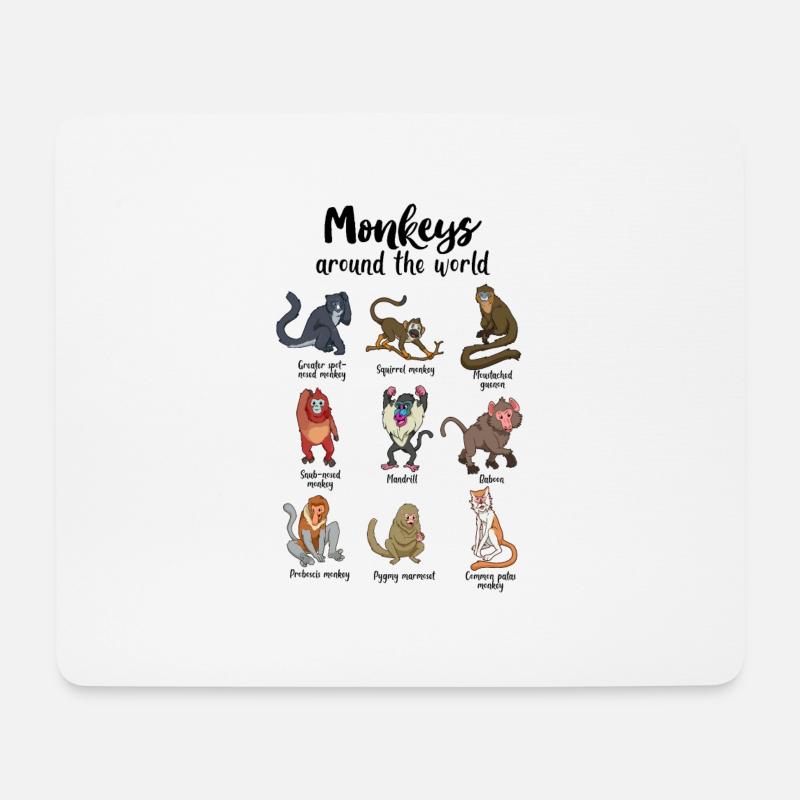 Affen der Welt - Affen - Mousepad (Querformat) - Weiß
