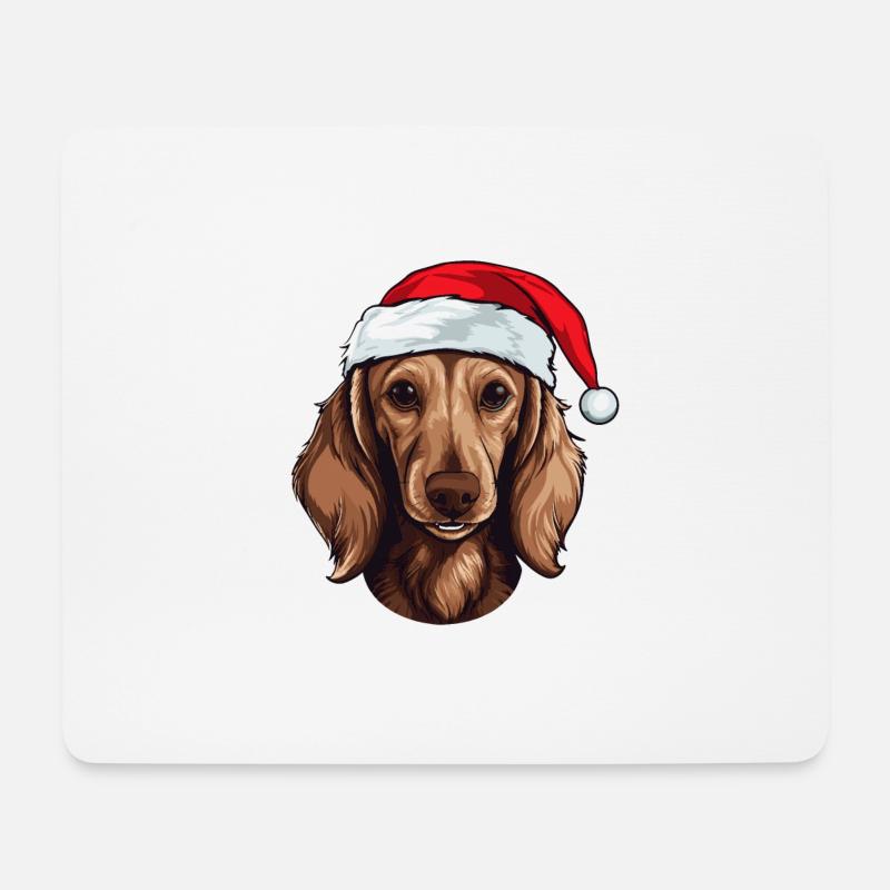 Dachshund Hund Dackel Kopf Weihnachten - Mousepad (Querformat) - Weiß