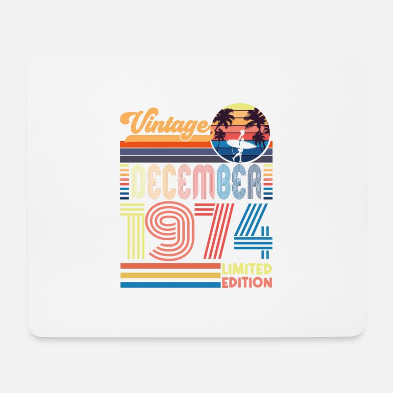 Jahrestag Dezember 1974. Geschenk Dezember 1974. - Mousepad (Querformat) - Weiß