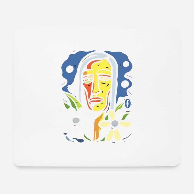 Moderner Kunststil: bunte Blumen Ureinwohner - Mousepad (Querformat) - Weiß