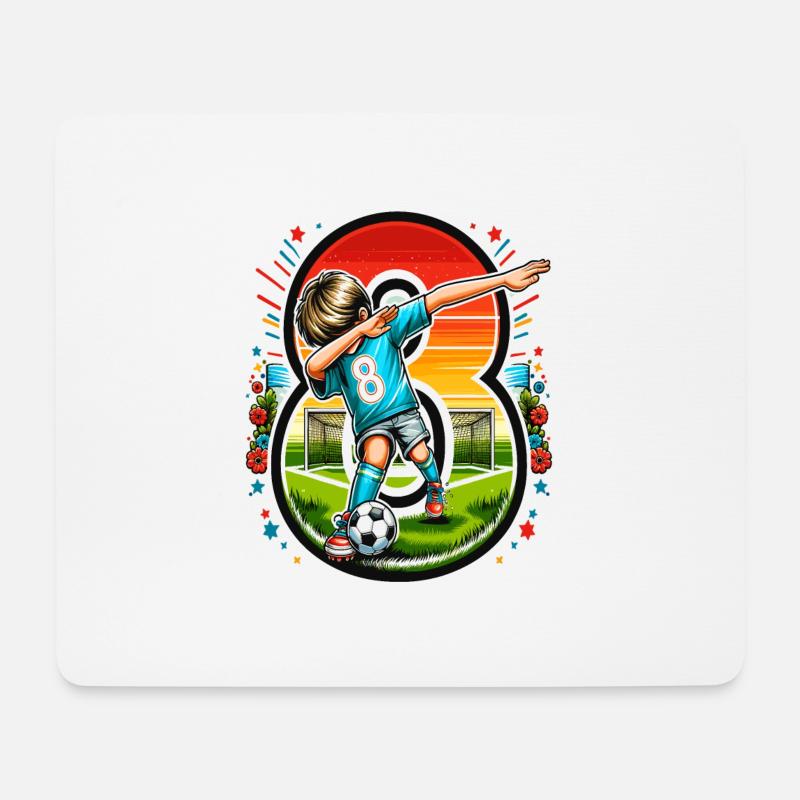 8 Jahre Alter Junge Fußball Geburtstag Idee - Mousepad (Querformat) - Weiß