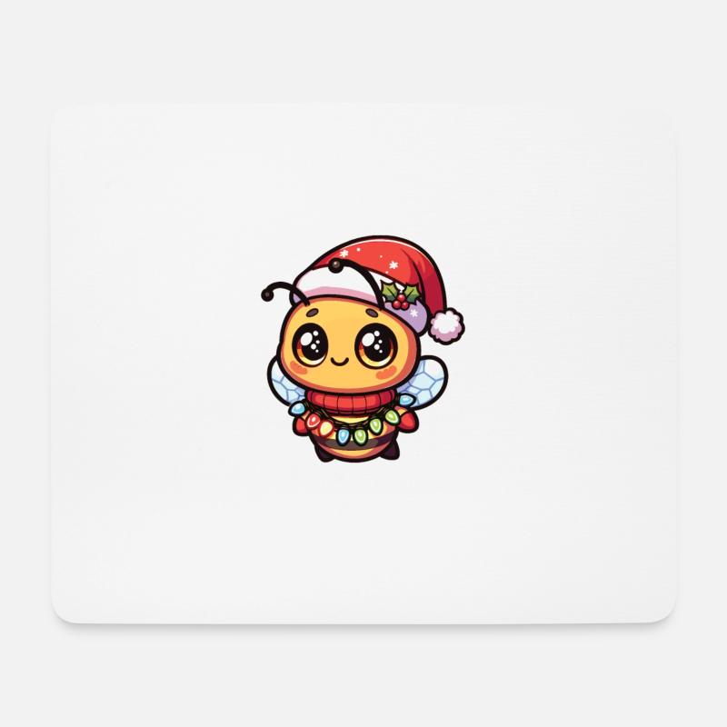 Weihnachtsmütze Weihnachten Lichterkette Biene - Mousepad (Querformat) - Weiß