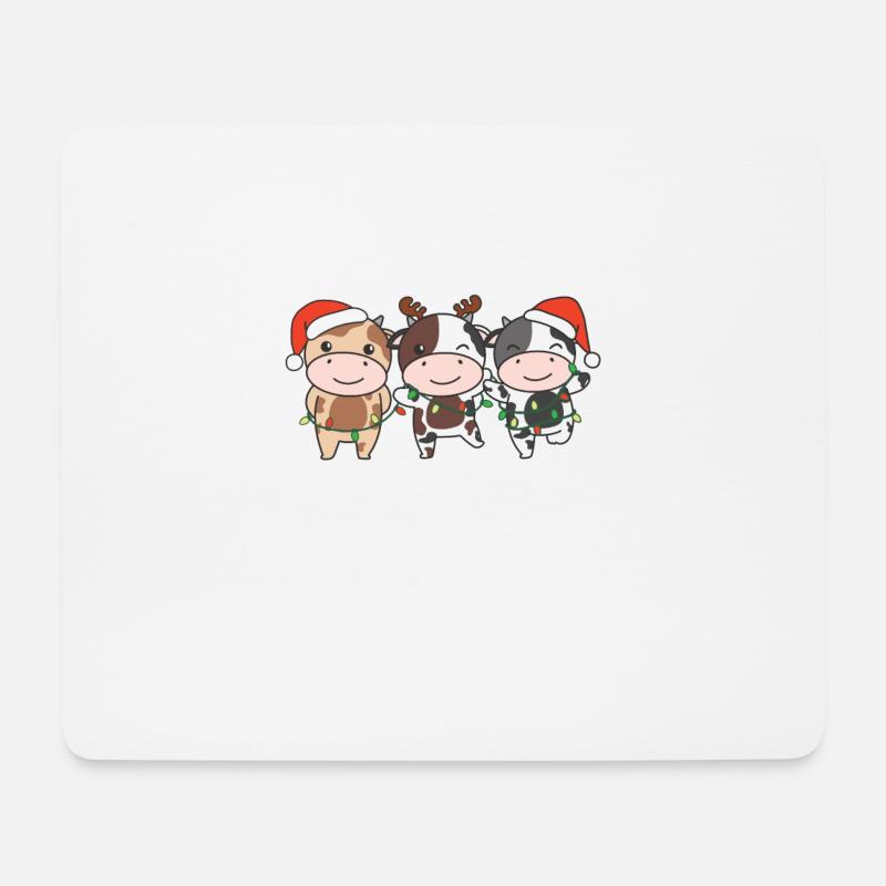 Frohe Weihnachten Kuh Heiligabend Kühe - Mousepad (Querformat) - Weiß
