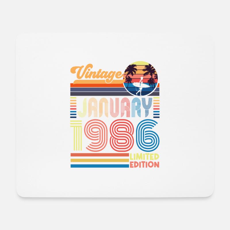 Jubiläum Januar 1986. Geschenk Januar 1986. - Mousepad (Querformat) - Weiß