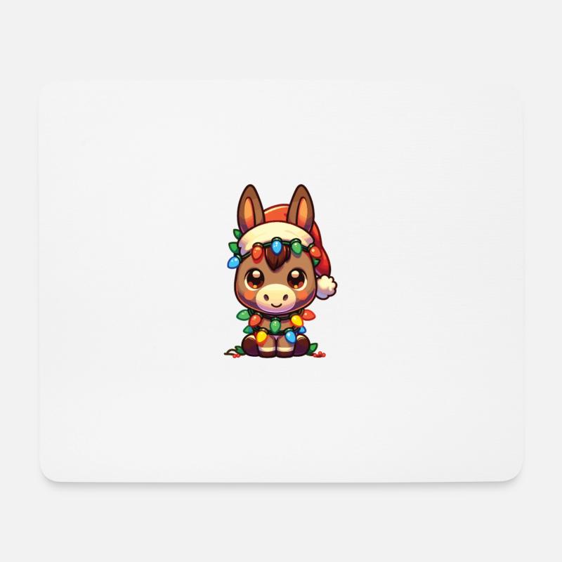 Weihnachtsmütze Weihnachten Lichterkette Esel - Mousepad (Querformat) - Weiß