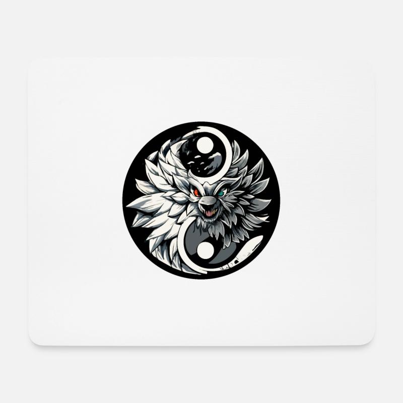 DRACHE YIN YANG - Mousepad (Querformat) - Weiß
