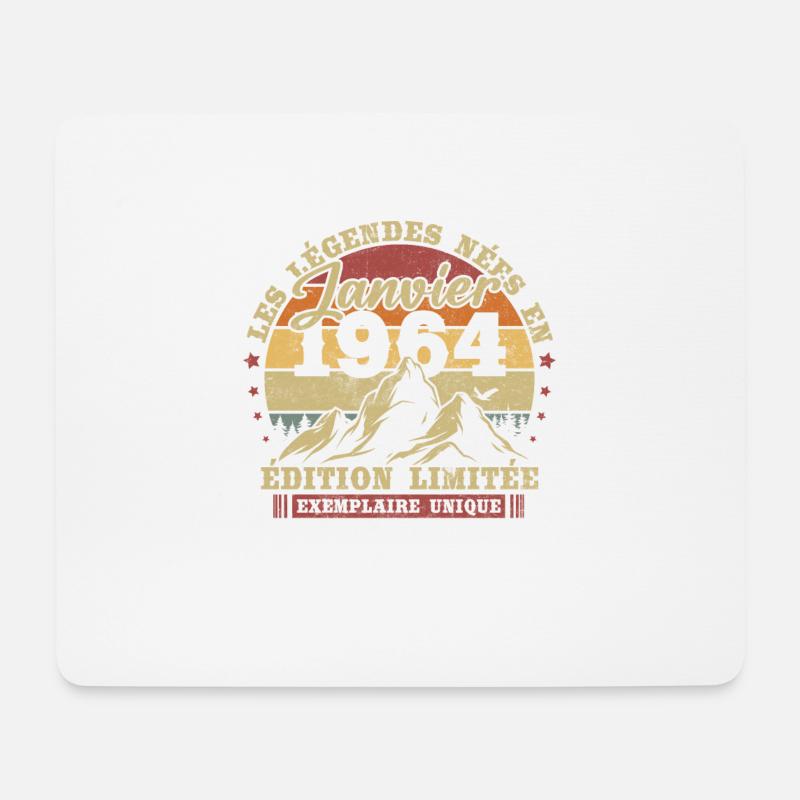 Jahrgang Januar 1964 Retro Geburtstagsgeschenk - Mousepad (Querformat) - Weiß