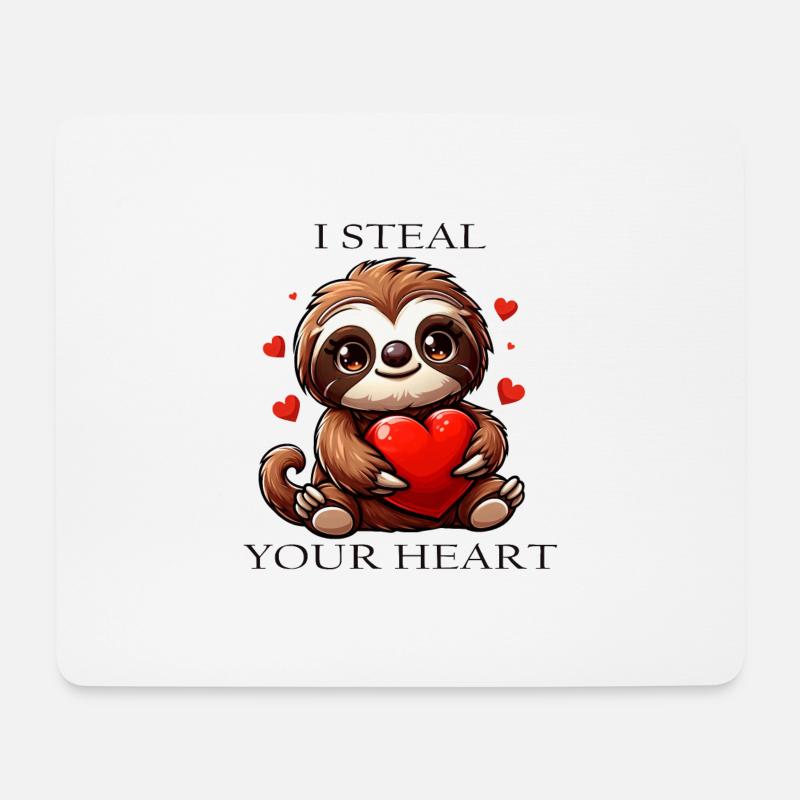 faultier herz liebe verliebt freund freundschaft i - Mousepad (Querformat) - Weiß