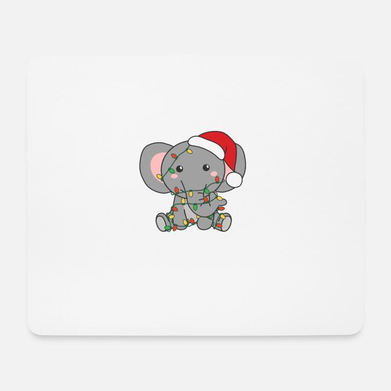 Elefant Weihnachten Winter Tiere Elefanten - Mousepad (Querformat) - Weiß
