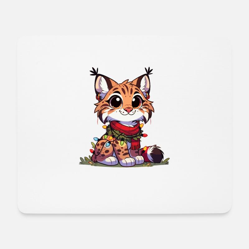Weihnachtsmütze Weihnachten Lichterkette Luchs - Mousepad (Querformat) - Weiß