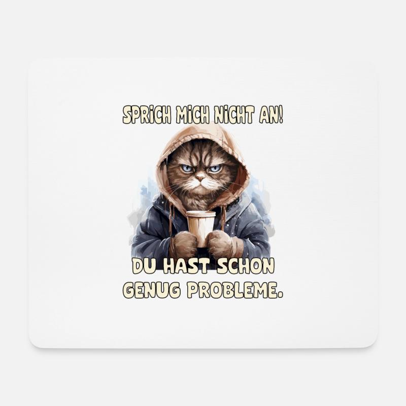 Lustiges Katze mit Kaffee und Spruch Design - Mousepad (Querformat) - Weiß