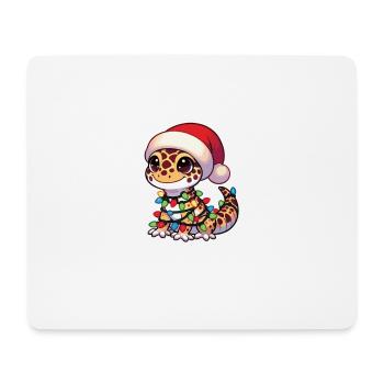 Noël guirlandes lumineuses léopard Gecko - Tapis de souris (format paysage) - blanc - Devant