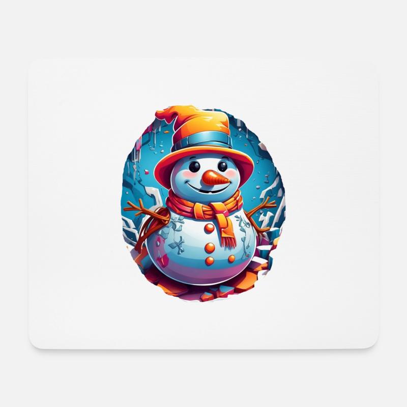 Schneemann, Schneemann - Mousepad (Querformat) - Weiß