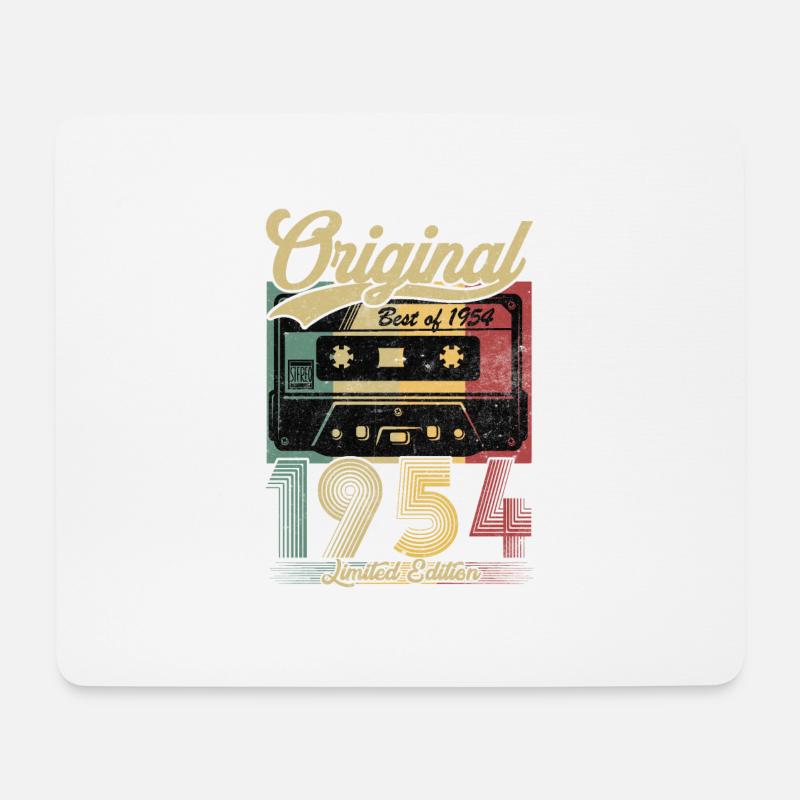 Vintage Anniversary 1954 Retro Kassette - Mousepad (Querformat) - Weiß
