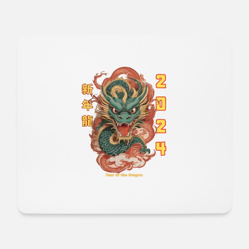 Frohes chinesisches Neujahr 2024, Jahr des Drachen - Mousepad (Querformat) - Weiß