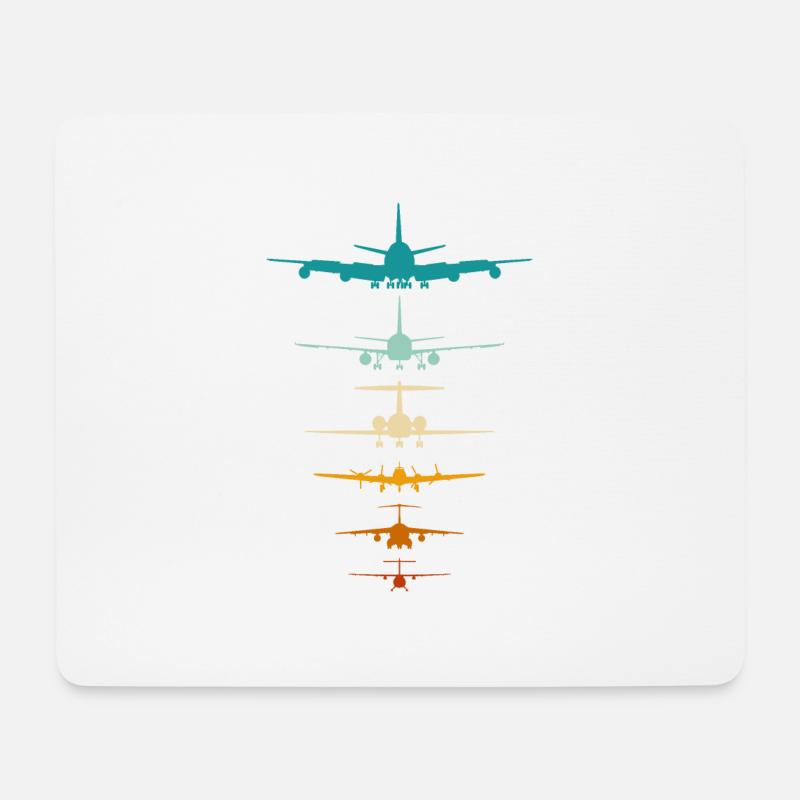 Flugzeuge Silhouette für Pilot, Fluglehrer - Mousepad (Querformat) - Weiß
